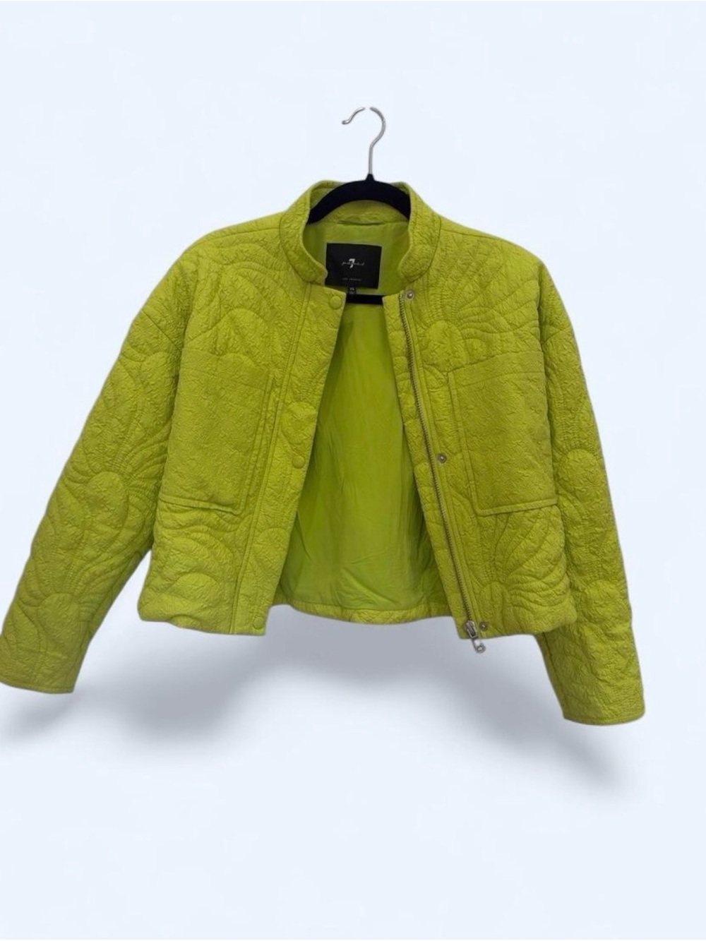 7 For All Mankind Quilted Lime Green Puffer Jacket